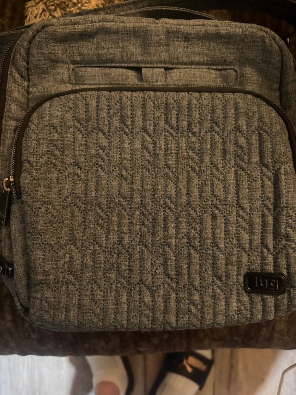 lug Quilted Gray Men's Messenger Crossbody Bag